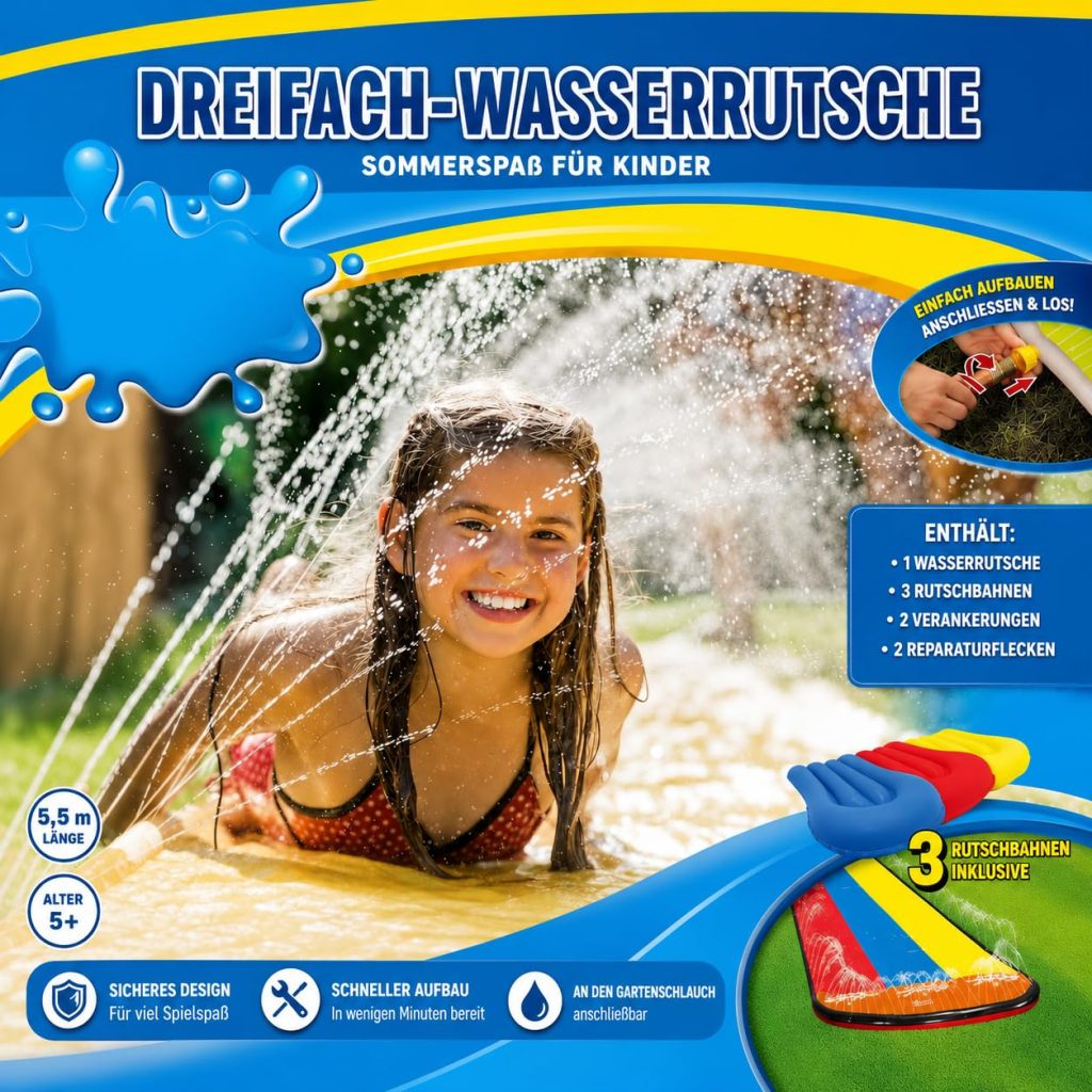 Three-Lane Inflatable Water Slide