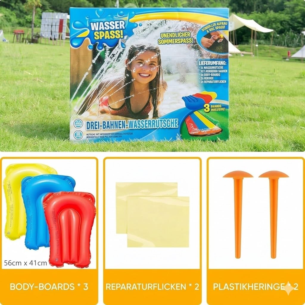 Three-Lane Inflatable Water Slide